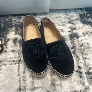 Chanel Espadrille 40 Velvet Cap Toe CC Monogram Flats CC-0712N-0004